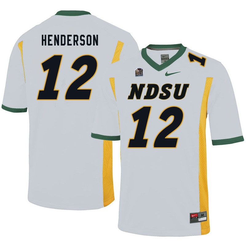 Men #12 Braylon Henderson North Dakota State Bison College Football Jerseys Sale-White - Click Image to Close